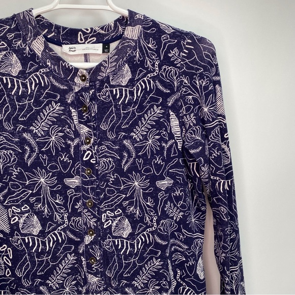 Anthropologie Adele Prost Fern Lounge Jumpsuit XL Blue Pajama One Piece - Picture 9 of 16